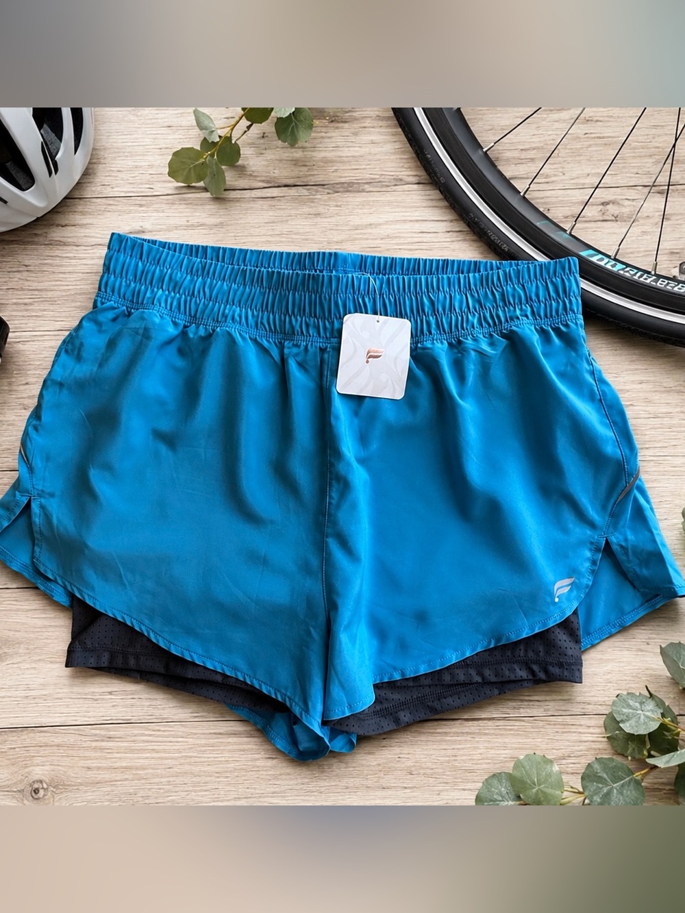 Fabletics Perforated Running Shorts Medium NWT Blue Lined Athletic Activewear